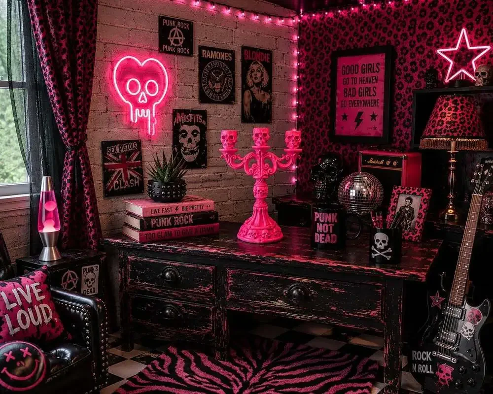 New Large Pink Halloween Skull Candelabra Candle Stick Holder Holiday Room Decor